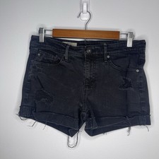 Ag Adriano Goldschmied Black Shorts The Hailey Ex Boyfriend Roll Up Denim Shorts