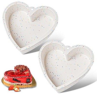 2Pcs Heart Shaped Cake Pans8 InchSiliconeNonstickHeart Cake Tin Mold for Baki...