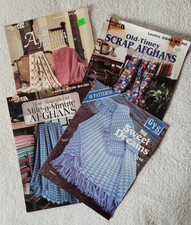 Preowned Set of 4 Afghan Crochet Pattern Books 36 patterns total and 5 knit