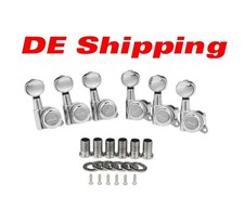 6 Inline 18:1 Locking Tuners Locking Tuning Keys Machine Mini Oval Button Chrome