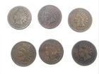6 Vintage Indian Head Penny Coin Collection (18889, 1891, 1893, 1895, 1906, 1908