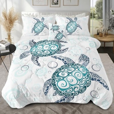 Sleepwish 4 Pieces Sea Turtle Comforter Set King Size Bedding for Kids Royal ...