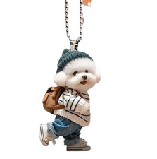 2pcs creative puppy backpack pendant car acrylic flat pendant cute keychain