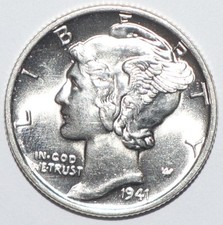 1941 Mercury Dime Choice Brilliant Uncirculated K289