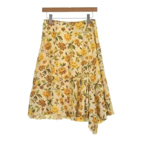 tricot COMME des GARCONS Ladies Knee Length Skirt Floral Yellow Brown Green Used