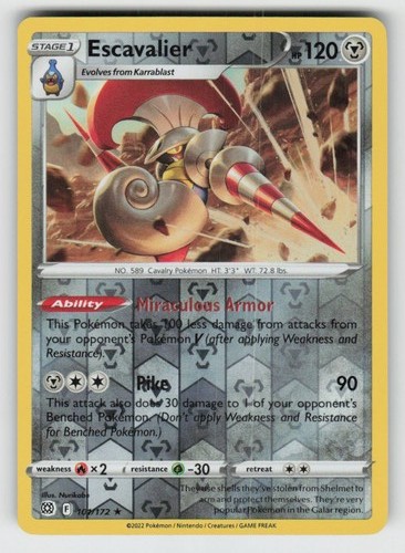 Reverse Holo Escavalier 101/172 Rare Brilliant Stars Near Mint