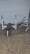 Matrix Commercial Olympic Flat Bench Press And Plate Storage Tree Heavy Duty 