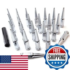 YYHHZZ 24PCS M14 x 1.5 Chrome Cone/Conical Bulge Seat Wheel Spike Lug Nuts