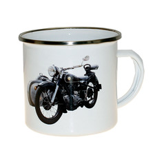 Emalliebecher mit Silberrand