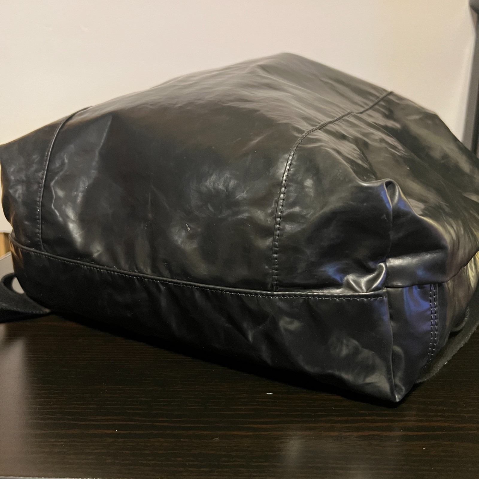 Jack Gomme Black Coated Nylon Backpack Tote Lightweight Urban Travel Bag Large