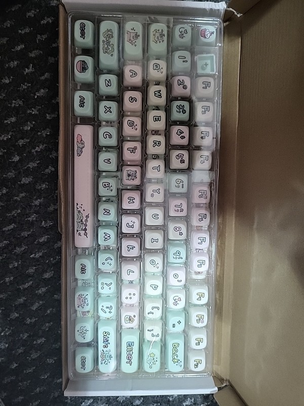 1Set PBT Keycaps MOA Full Set of Milk Green Pig Keycap Set Easy Installs