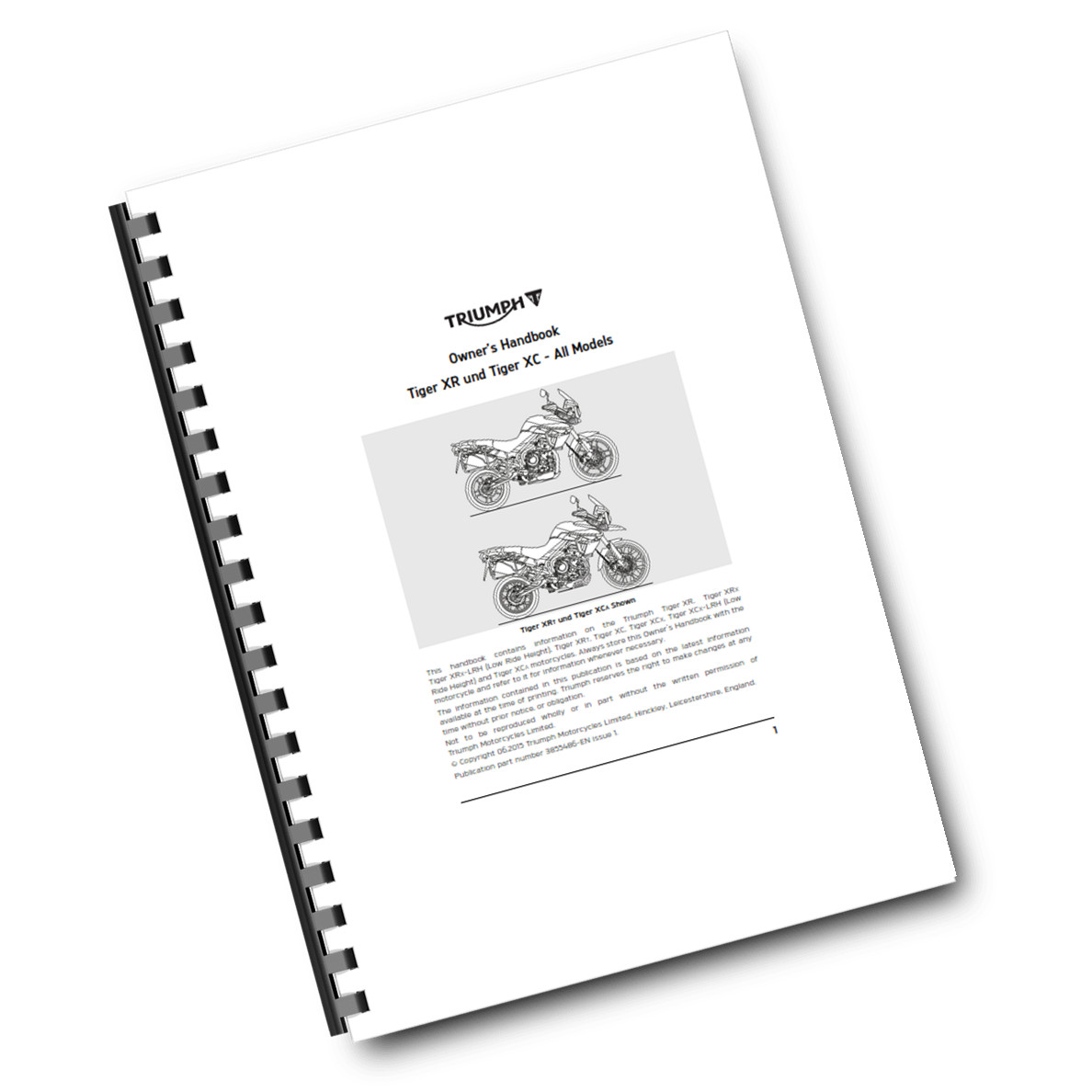 TRIUMPH OWNERS HANDBOOK USER MANUAL - 2016 - TIGER 800 XC
