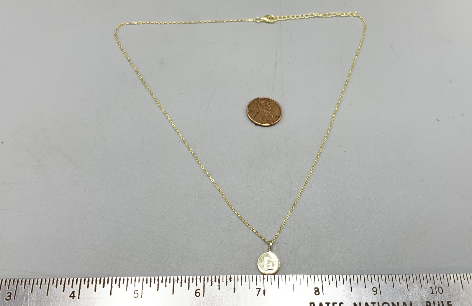 Gold Plated Sterling Silver Initial "E" Pendant N… - image 6