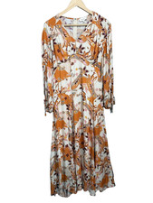 Böhme Dress Womens Small Multicolor Paisley Rayon Maxi V Neck Boho Hippie Lined