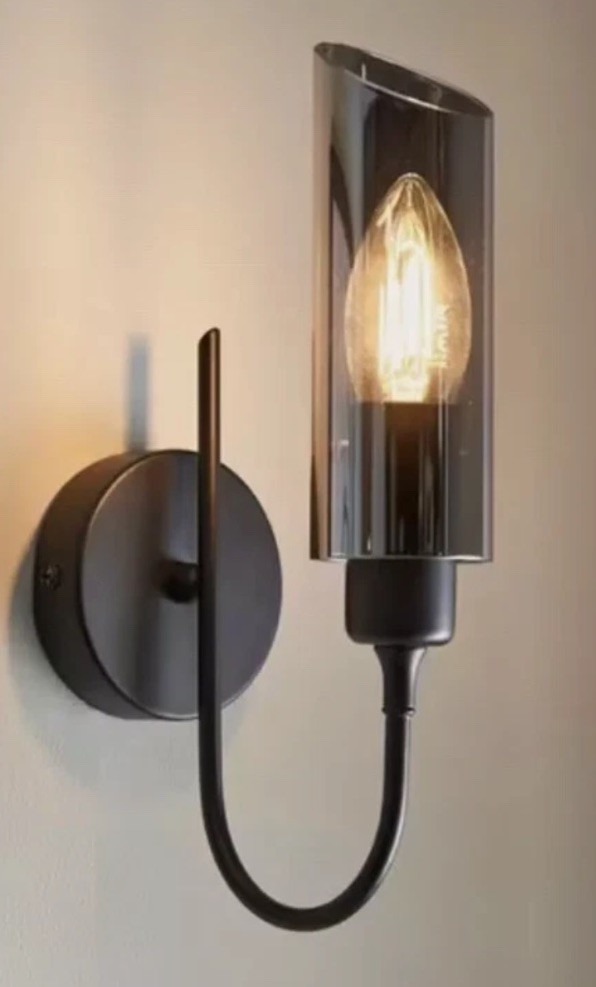 John Lewis Anyday Limbo Wall Light Matt Black Finish Mirrored  Glass Shade