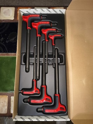 FACOM 7PC Metric T-Handle Ball-End Hex Key Set - Bi-Material handle  with tray