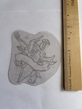 Vintage Acetate Tattoo Stencil 60's-70's Eagle Dagger Banner