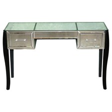 VENETIAN GLASS MIRRORED DRESSING TABLE BASE DESK WITH TWO DRAWERS CONSOLE