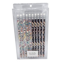 NEW Vera Bradley VB Assorted Wooden Writing Pencil Set of 10 White Black Design