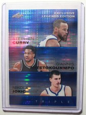 Stephen Curry / Giannis Antetokounmpo / Nikola Jokic 2024 Leaf Blue Metal #18/20
