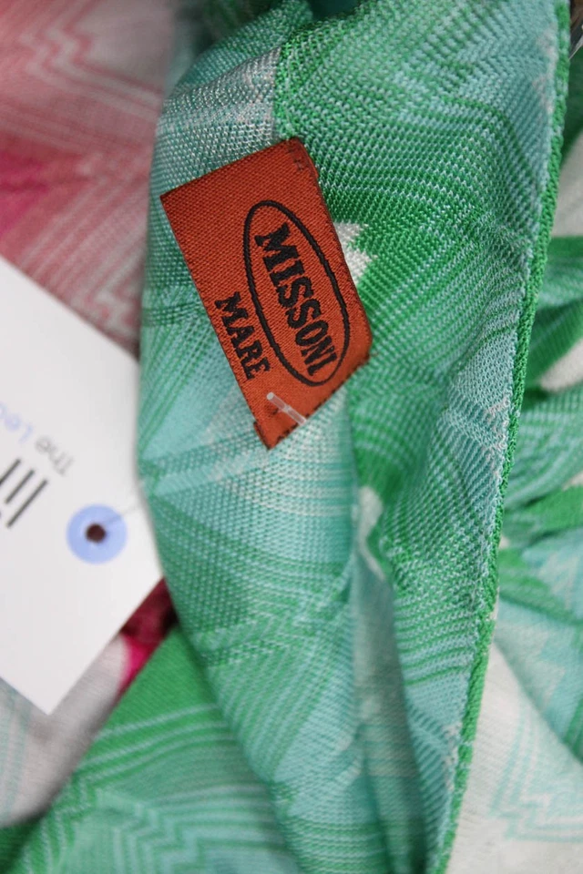 Missoni Mare Womens Short Sleeve Chevron Knit Cover Up Green White Size Small - Image 4 of 4