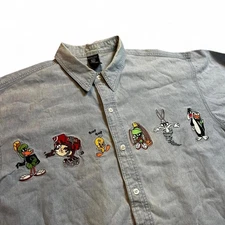 Vintage Looney Tunes Warner Bros. Studio store 1998 button shirt sz large READ