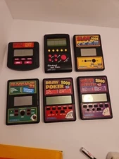 LOT OF 6 VINTAGE HANDHELD GAMES: RADICA, ATC-77, BICYCLE POKER & BLACKJACK