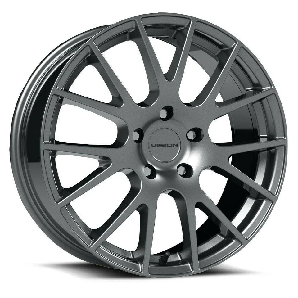 Juego 4 llantas 15" Vision 18 Hellion 15x6.5 Gunmetal 4x100 Street 38mm Foto 2 de 4