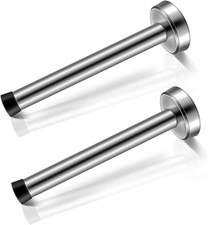 Door Stop 2 Pack, Long Door Stopper, 6 Inch Large Modern Brushed Metal Doorstop