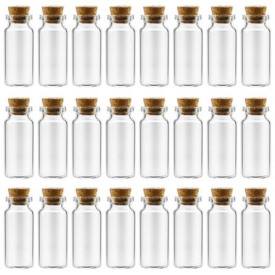 10ml 24 pcs Small Glass Bottles With Corks, USP Type 1 Class A Mini Clear Gla...