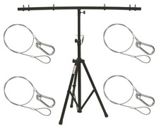 DJ Pro Audio Lighting Fixture Tripod Stand  T-Bar Light Truss 4 Safety Cables