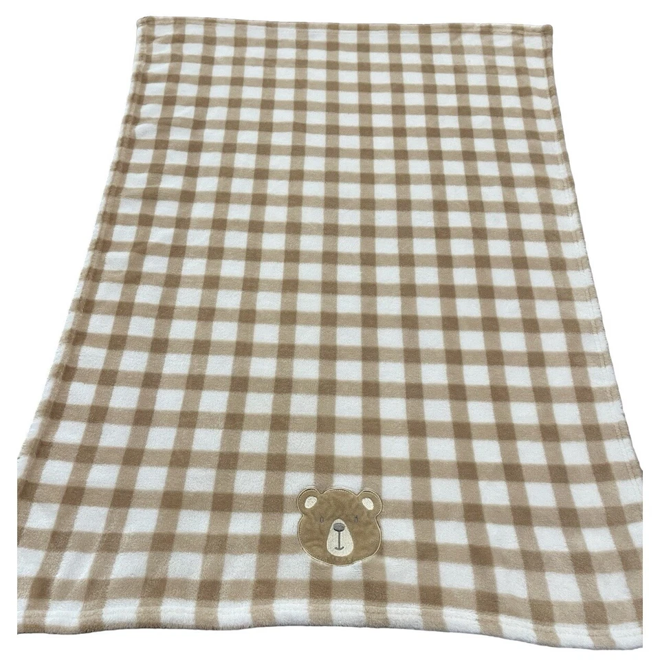 Little & Loved Oso Marrón Manta Cuadros Vellón Guinga Seguridad Lovey Bordado Foto 2 de 4