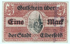 ✦ELBERFELD 1918: "Stadt Elberfeld ✷ Stadtkasse", 1 marka NOTGELD