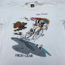 Vintage Jasper Canada High Gear T-Shirt Mens L/XL Gary Patterson Cycling 90s Tee