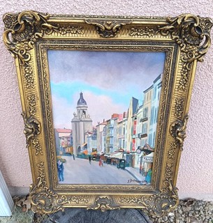 Ancien tableau peinture huile signée BERTHAUD VILLETTE XXeme La Rochelle old