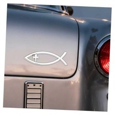 Cross Jesus Fish Car Emblem,Stylish 3D Christian Fish Symbol for Car Bumper