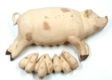 Mama Pig and Baby Piglets Large Hand Painted Figurines