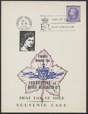 1953 #330 QEII Coronation FDC Sanders Souvenir Card Ottawa