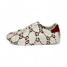 Authentic Gucci Ace Ghost Sneakers GG Monogram White Leather Logo size 37.5IT