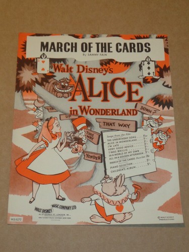 Walt Disney's Alice In Wonderland 1951 film sheet music (7)