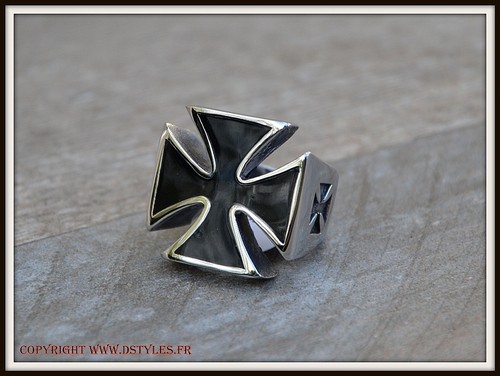 Bague Chevalière Croix de Malte Taille 8 à 13 punk gothique biker maltese cross - Foto 2 di 4