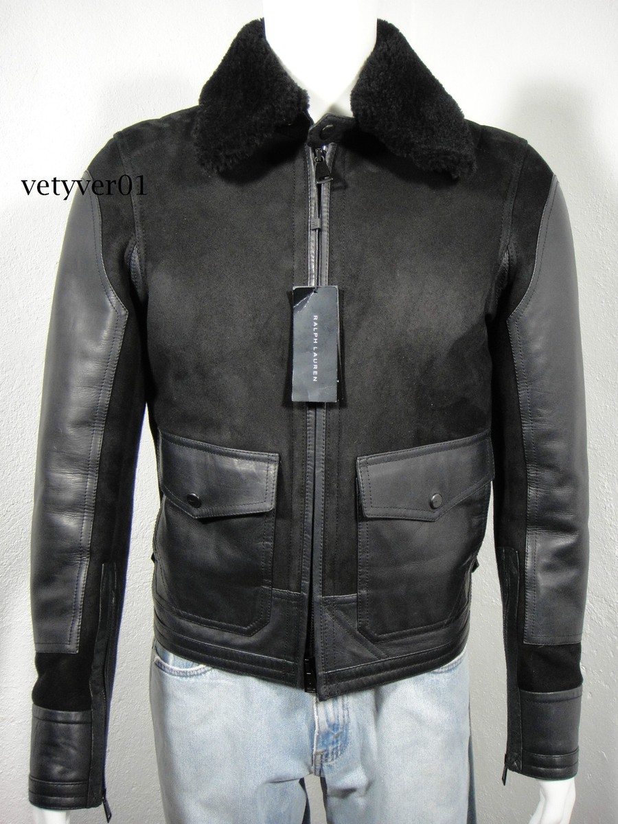 RALPH LAUREN Black Label Military/Flight Bomber Shearling Jacket