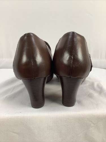 PIERRE Dumas Women's size 6M Brown Heel Shoes slip on pumps block heel - Picture 6 of 10