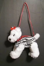 Poochie & Co Terrier Kids Plush Puppy Dog Purse 12" White Tiger Stripes