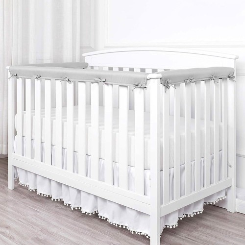 3Pcs Gray Crib Rail Cover Protector Safe Teething Guard Wrap for Standard Crib - Picture 3 of 9