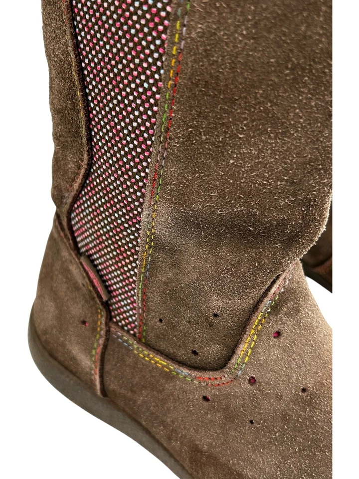 Keen Kids 尺码 13 Punky 棕色皮革麂皮绒拉链 9 英寸高靴 1011781 — 第 2/4 张图片