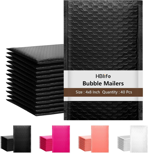 40 Black Bubble Mailers 4x8" - Thick Padded Envelopes for Shipping - Picture 11 of 11