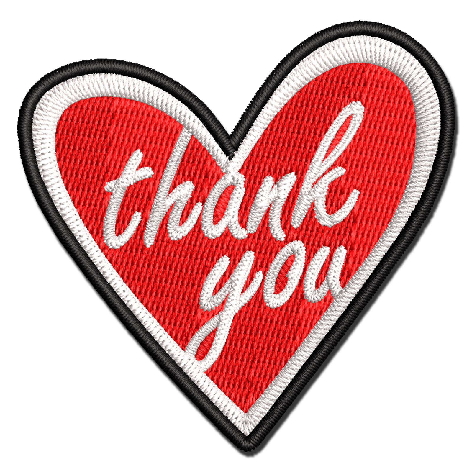Heart Multi-Color Thank You Embroidered Iron-On Applique Patch