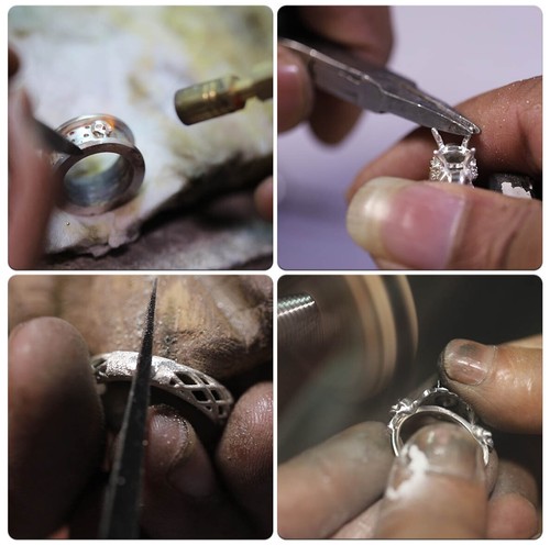 Simulare Diamante Teschio Fiore Fidanzamento Anello Giglio Fascia Set Piombo FN - Foto 10 di 12