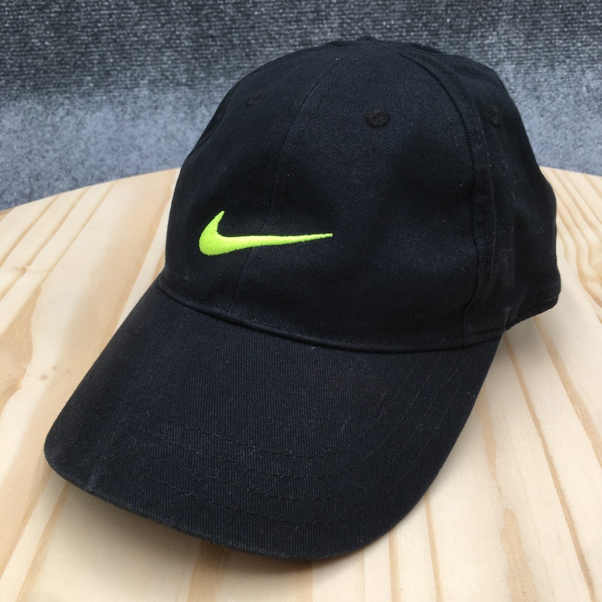 Nike Baseball Cap Hat Youth Black 4/7 Adjustable Embroidered Logo Curved  Brim